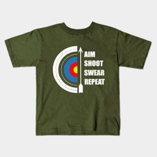Archery Aim Shoot Swear Repeat Target Arrow Kids T-Shirt